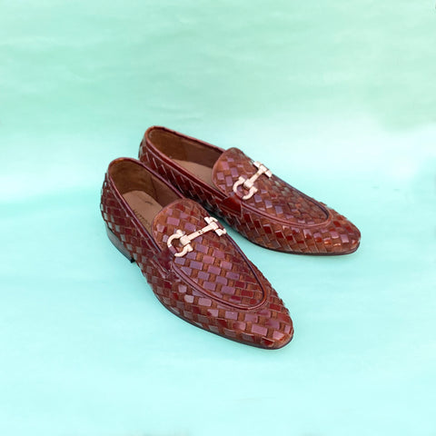 Suede Knitted Woven Moccasin