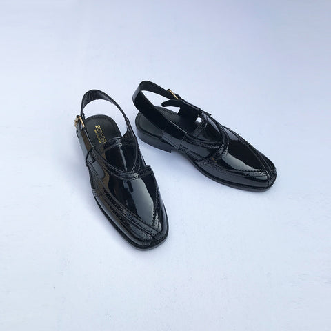 Black Patent Leather Chappal