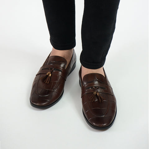 Croc Leather Moccasin