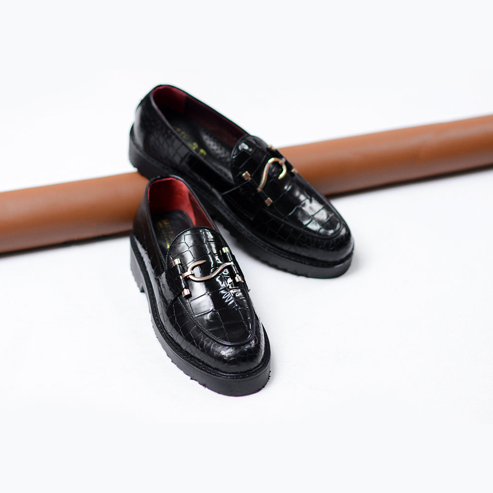 Patent Cube Leather Moccasin